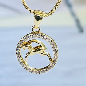 Gold Plated AQUARIUS Sing‎ Zodiac Horoscope Pendant Necklace NWOT